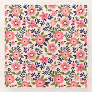Dessous-de-verre En Verre arrière - plan vintage floral, fleurs rose chatoya
