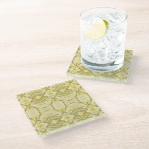 Dessous-de-verre En Verre Art Abstrait Pastel Jaune Staccato