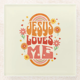Dessous-de-verre En Verre Art chrétien rétro “Jésus m'aime” – Groovy Fait