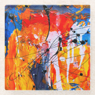 Dessous-de-verre En Verre Art coloré Peinture Abstraite à l'huile