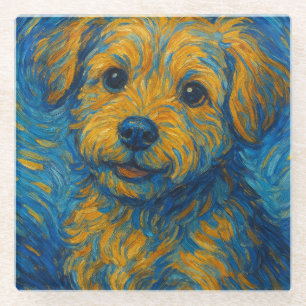 Dessous-de-verre En Verre Art de chien fantaisiste dans le style de Van Gogh
