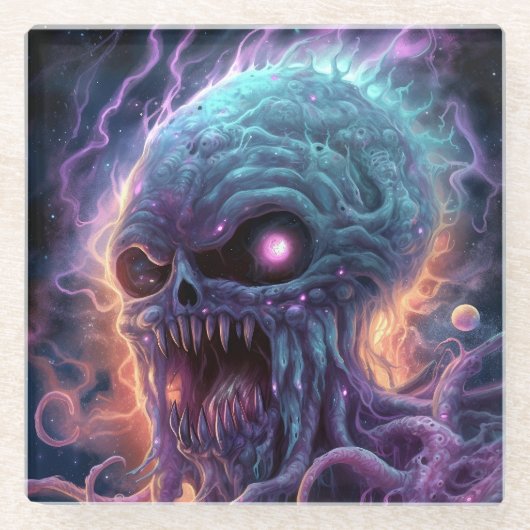 Dessous-de-verre En Verre Art de l'espace monstre (Devant)