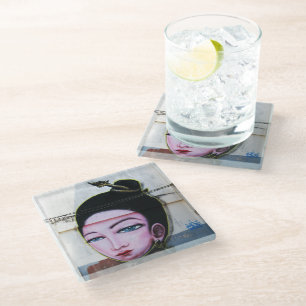 Dessous-de-verre En Verre Art de rue graffiti Lady Lao