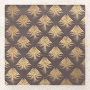 Dessous-de-verre En Verre Art Déco Golden : Minimaliste sans couture