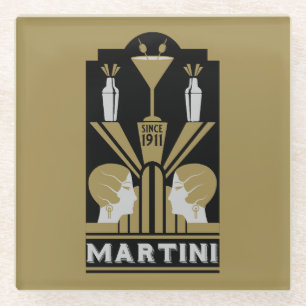 Dessous-de-verre En Verre Art Déco Martini