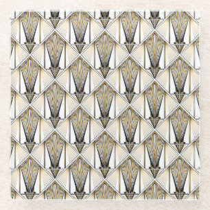 Dessous-de-verre En Verre Art déco, motif doré luxueux