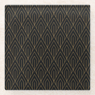 Dessous-de-verre En Verre Art Déco : papier peint géométrique vintage.
