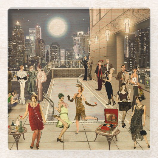 Dessous-de-verre En Verre Art Déco Skyline (Devant)