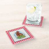 Dessous-de-verre En Verre Art du poulet tiré à la main (Incliné)