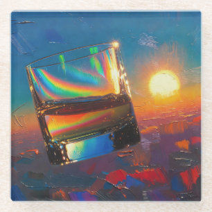 Dessous-de-verre En Verre Art du Whisky : Dans l'espace (Peinture n° 1)