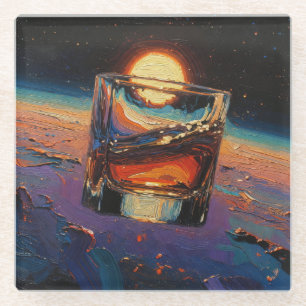 Dessous-de-verre En Verre Art du Whisky : Dans l'espace (Peinture n° 3)