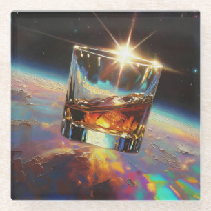 Dessous-de-verre En Verre Art du Whisky : Dans l'espace (Peinture n° 7)