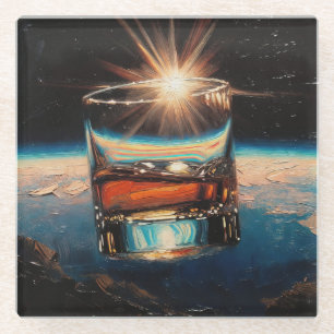 Dessous-de-verre En Verre Art du Whisky : Dans l'espace (Peinture n° 8)