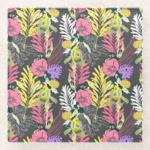Dessous-de-verre En Verre Art Fleur Tropical : Motif original.