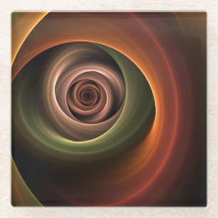 Dessous-de-verre En Verre Art fractal moderne couleurs chaudes abstrait en s