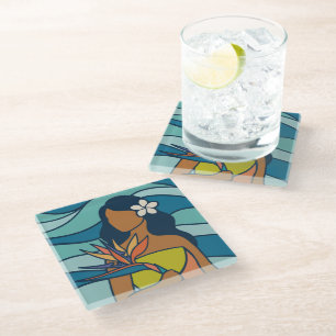 Dessous-de-verre En Verre Art hawaïen beau