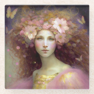 Dessous-de-verre En Verre Art Imaginaire Fairy Rose