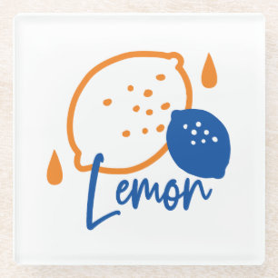 Dessous-de-verre En Verre Art minimaliste de la ligne de citron - Fruit d'ag