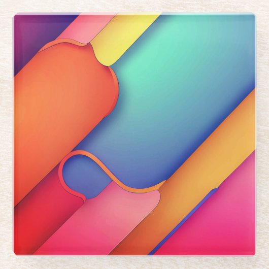 Dessous-de-verre En Verre Art moderne, Dplis de couleurs (Devant)