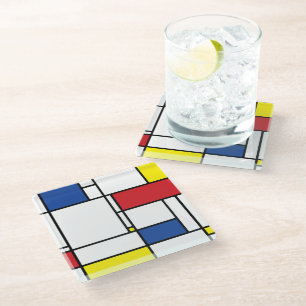 Dessous-de-verre En Verre Art Moderne Géométrique Minimaliste De Stijl Mondr