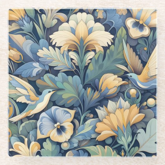 Dessous-de-verre En Verre Art Morris aux fleurs (Devant)