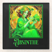 Dessous-de-verre En Verre Art Nouveau Absinthe (Devant)