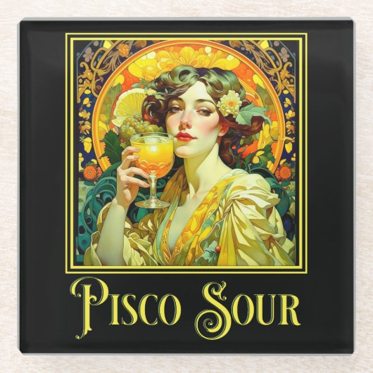 Dessous-de-verre En Verre Art Nouveau Pisco Sour (Devant)