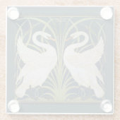 Dessous-de-verre En Verre Art Nouveau Swan Deux Swans (Dos)