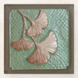 Dessous-de-verre En Verre Artiste Gingko Leaf