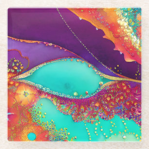 Dessous-de-verre En Verre Assez d'Art de Plage Abstrait
