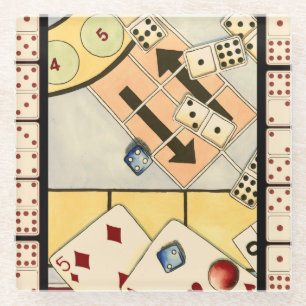 Dessous-de-verre En Verre Assortiment brouillé des jeux de hasard