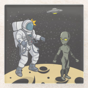 Dessous-de-verre En Verre Astronaute et alien