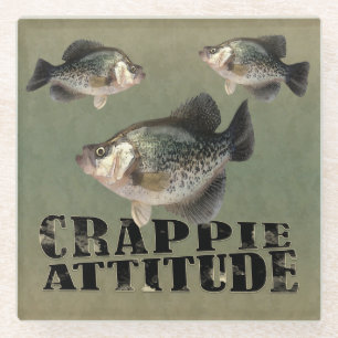 Dessous-de-verre En Verre Attitude de Crappie Drôle de Pêche