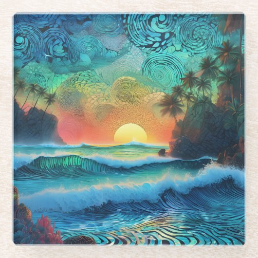 Dessous-de-verre En Verre Au-delà de Blues Seascape (Devant)