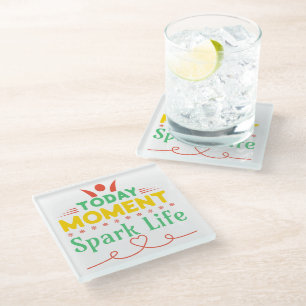 Dessous-de-verre En Verre Aujourd'hui Moment, la vie étincelante