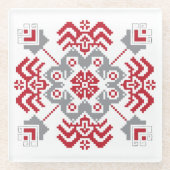 Dessous-de-verre En Verre Auseklis letton Médaillon géométrique d'art popula (Devant)