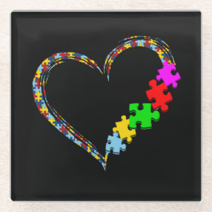 Dessous-de-verre En Verre Autiste Pièce du puzzle du coeur de la Sensibili