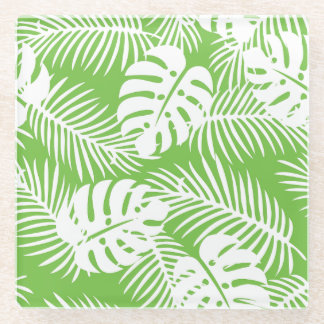 Dessous-de-verre En Verre automne tropical, motifs de feuilles d'été