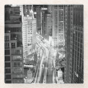 Dessous-de-verre En Verre Avenue du nord du Michigan Chicago après l'hiver