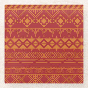 Dessous-de-verre En Verre Aztec Retro : Design Motif Vintage.