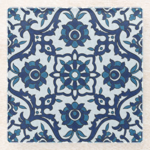 Dessous-de-verre En Verre Azulejos Floral Carrelage Motif