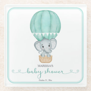 Dessous-de-verre En Verre Baby shower écologique éléphant genre neutre