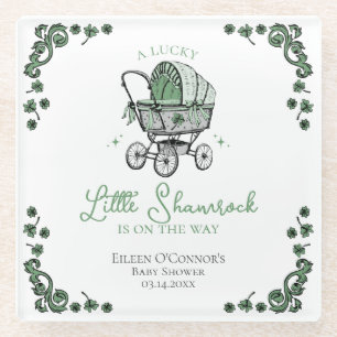 Dessous-de-verre En Verre Baby shower irlandais Green Lucky Little Shamrock