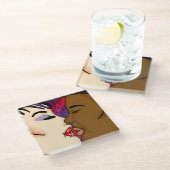 Dessous-de-verre En Verre Baiser romantique | Romance interraciale (Incliné)