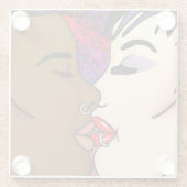 Dessous-de-verre En Verre Baiser romantique | Romance interraciale (Dos)