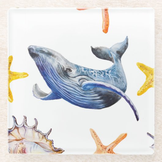 Dessous-de-verre En Verre Baleine à graphisme d'entreprise : Tableau de chan (Devant)