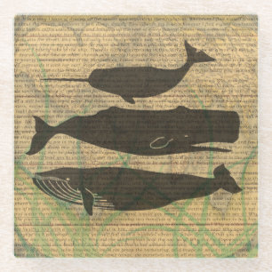 Dessous-de-verre En Verre Baleine antique Vie marine