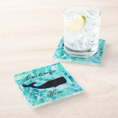 Dessous-de-verre En Verre Baleine noire bleu Thunder_Cove (Incliné)