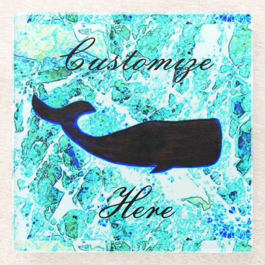 Dessous-de-verre En Verre Baleine noire bleu Thunder_Cove (Devant)