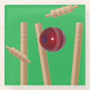 Dessous-de-verre En Verre Balle Et Pompes De Cricket,